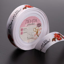 Лента репсовая С Днём победы, 25 мм, 18 1 м, цвет белый - Арт узор фото 2