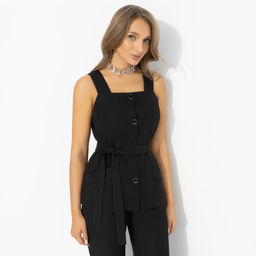 Жилет с поясом, Возьми паузу (чёрный, с поясом) - Charutti фото 6