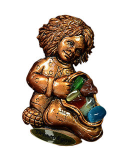 Магнит с самоцветами"Домовенок с мешком" 70*100мм, 80гр Радуга камня