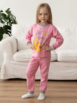 Пижама детская розовая принт девочка