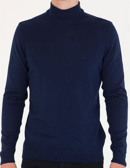 A__k Lacivert Slim Fit Yar_m Bal_k__ Yaka Basic Triko Kazak - Pierre cardin фото 6