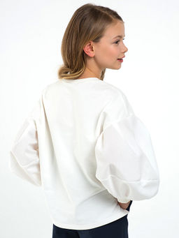 Молочный школьный свитшот Mooriposh, модель 1617  фото 5