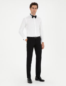 Beyaz Slim Fit Pamuk Kar___ml_ Man_etli Smokin G_mlek