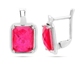Серьги из серебра турмалин малиновый выращ., Астра2