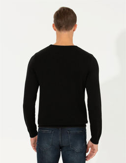 Siyah Slim Fit Bisiklet Yaka Triko Kazak - Pierre cardin фото 5