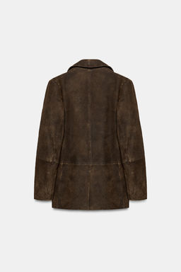 BLAZER PIEL ANTE 100% ZW COLLECTION LIMITED EDITION / Marr?n - Zara фото 4