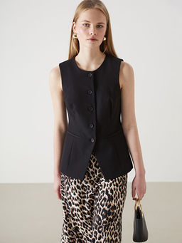 Bisiklet Yaka Kad?n Klasik Yelek