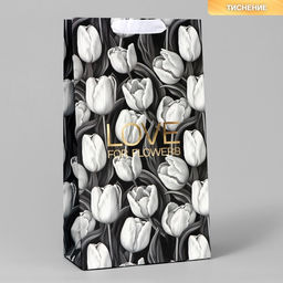 Пакет под две бутылки Tulip, тиснение, 35 х 20 х 9 см