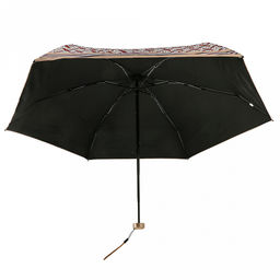 Зонт-мини механический Орнамент ткань эпонж (полиэстер) + черное УФ-покрытие, 6 лучей, д/купола 90см, 5 сложений, 17см в сложенном виде, механизм против ветра, пластмассовая ручка, цвет ванильный, 225гр (Китай) - Домашняя Мода фото 3