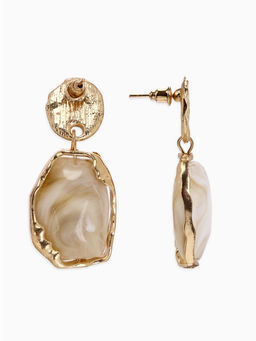 Серьги "Стиль камня", цвет белый в золоте