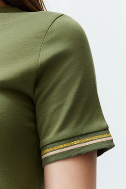 TRENDYOLMILLA Lacivert Triko Bant Detayl? Bisiklet Yaka K?sa Kol Esnek Midi Orme Maxi Elbise TWOSS24EL00121  фото 17