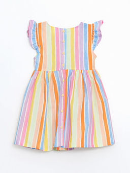 Bisiklet Yaka ?izgili K?z ?ocuk Elbise