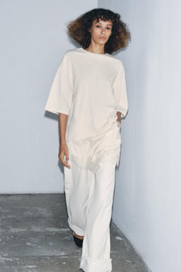 CONTRAST LACE T-SHIRT - Zara фото 7