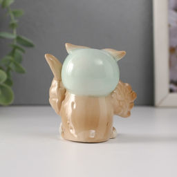 Фигурка керамика «Маленький филин с пером и бумагой», 6.5×5.6×6.4 см