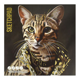 Альбом для рисования (Скетчпад) 40 л, арт. 68264 СТИЛЬНЫЙ КОТ (170х170 мм), блок - белый офсет 120 г