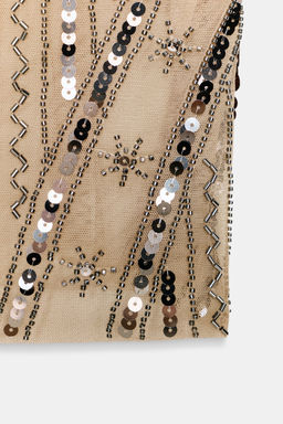 TOP TUL ABALORIOS LENTEJUELAS / Dorado - Zara фото 7