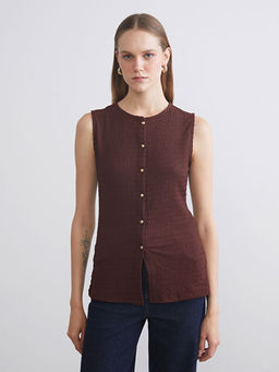 Bisiklet Yaka Dokulu Bluz