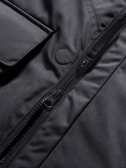 Куртка парка зимняя подростковая для мальчика с капюшоном и мехом черного цвета 9447Ch