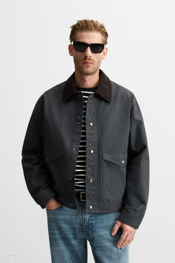 CONTRAST COLLAR CROPPED FIT JACKET - Zara фото 2