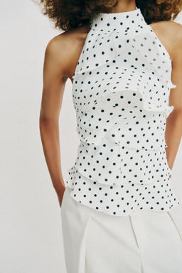 TOP HALTER LUNARES / Blanco / Negro - Zara фото 3