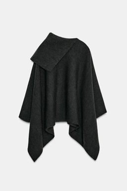 ASYMMETRIC NECK WOOL CAPE - Zara фото 8