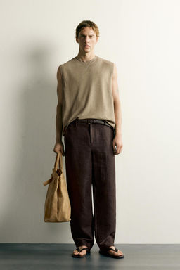 CAMISETA TANK RELAXED FIT ALGOD?N - LINO / Leopardo