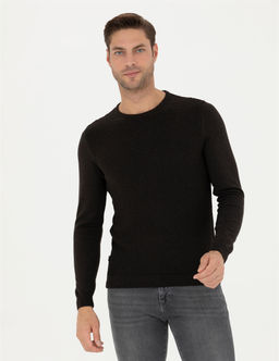 Kahverengi Slim Fit Bisiklet Yaka Triko Kazak - Pierre cardin фото 3