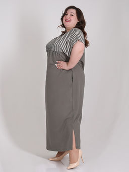 Платье летнее длинное больших размеров со стразами - Almond фото 4