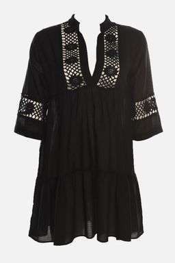 TRENDYOLMILLA Siyah Dokuma %100 Pamuk Dantelli Mini Plaj Elbisesi TBESS20EL0854  фото 11