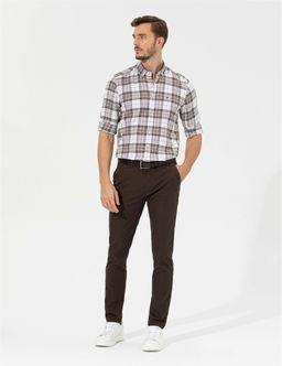 Kahverengi Slim Fit Kanvas Pantolon