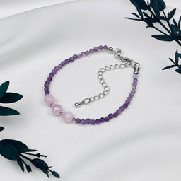 Браслет из Аметиста и Кунцита - Радуга самоцветов фото 2