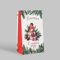Цена за 10 шт. Пакет подарочный без ручек «Счастья в Новом году», 10×19.5×7 см