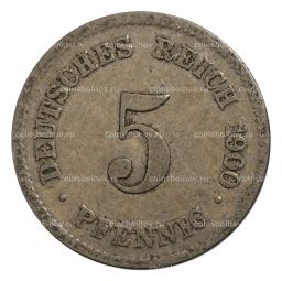 5 пфеннигов 1900 года G Германия