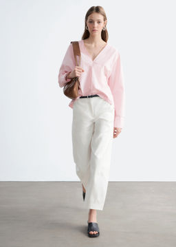 Pantalones en sarga de algod?n con perneras barril - H&m фото 3