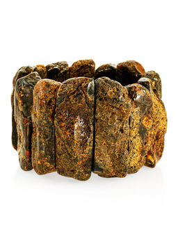 Роскошный объёмный браслет из натурального балтийского текстурного янтаря Помпеи