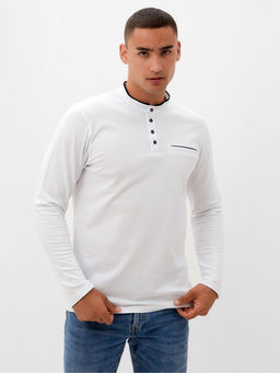 Лонгслив поло мужской MINAKU: Basic line MAN, белый, размер 42