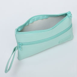 Косметичка-пенал на молнии, плоская, с карманом, зелёная - Simaland фото 3