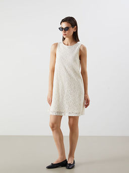 Bisiklet Yaka Dantelli Mini Elbise