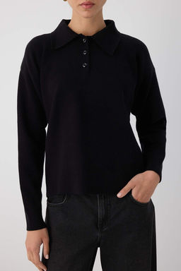 Wardrobe Essentials Lacivert Premium/Ozel Iplik Polo Yaka Triko Kazak | TWOAW26KZ00060 - Trendyolmilla фото 10