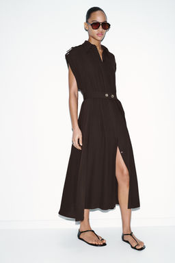 MIDI DRESS WITH BELT - Zara фото 2