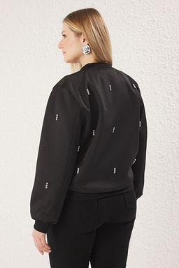 TRENDYOLMILLA Siyah Regular Tas Detayl? Bomber Ceket Mont TWOSS25MO00035 фото 9