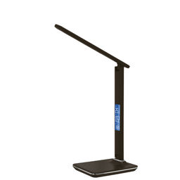 TLD-551 Brown/LED/450Lm/3000-6000K/Dimmer/USB Светильник настольный c часами, календарем, термометром, 9W. Сенсорный выключатель. Коричневый (стилизован под кожу). TM Uniel.