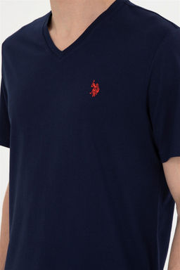 Футболка мужская U.S. Polo Assn базовая темно-синяя из хлопка фото 7