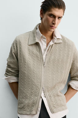 TEXTURED CABLE-KNIT JACKET WITH ZIP - Zara фото 5