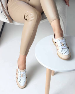 Слипоны 165.8000be. белый-бежевый