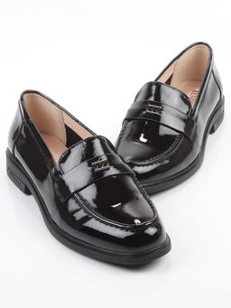 03-DEB55-2 BLACK Лоферы женские (натуральная кожа)