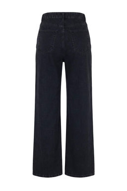 Siyah Ta_l_ Puantiye Desenli Y_ksek Bel Wide Leg Jeans TWOAW27JE00129 - Trendyolmilla фото 6