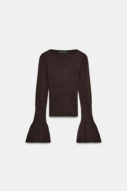 FITTED KNIT JUMPER WITH FLARED SLEEVES - Zara фото 3
