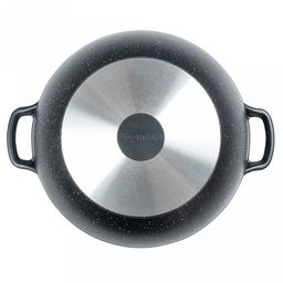 Казан с антипригарным покрытием 6л, д28см "Гранит", h15см, s0,4см, литые ручки, стеклянная крышка с пароотводом, подарочная упаковка (Россия)