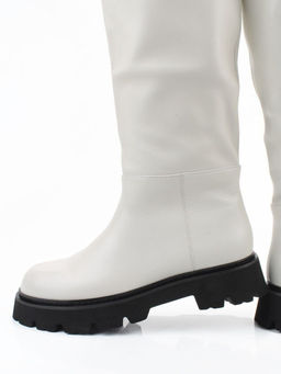 02-E39B-53R MILK Сапоги демисезонные женские (натуральная кожа)